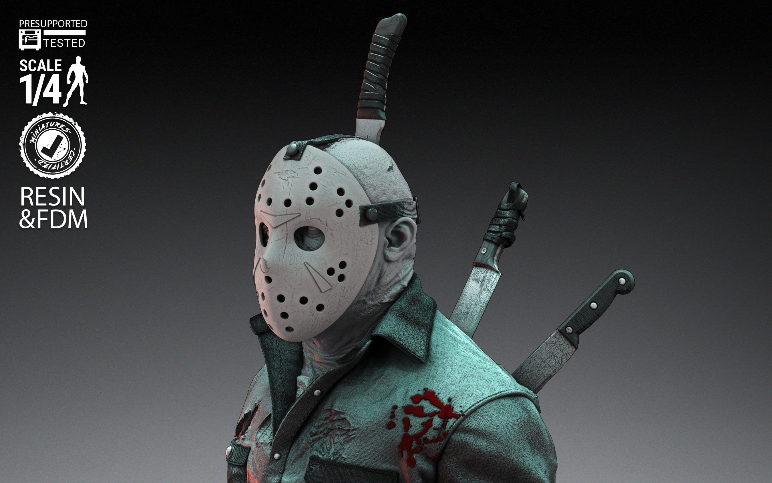Wicked Horror Jason Bust Tested for 3D printing 3D print model_20