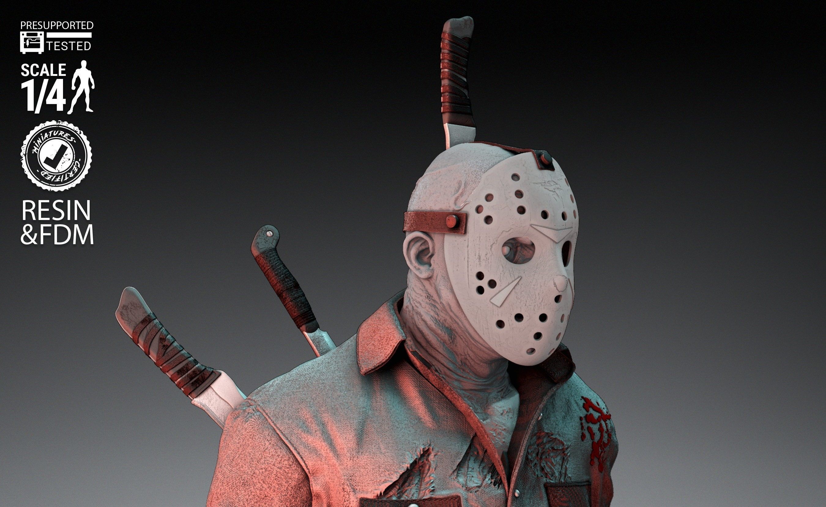 Wicked Horror Jason Bust Tested for 3D printing 3D print model_12