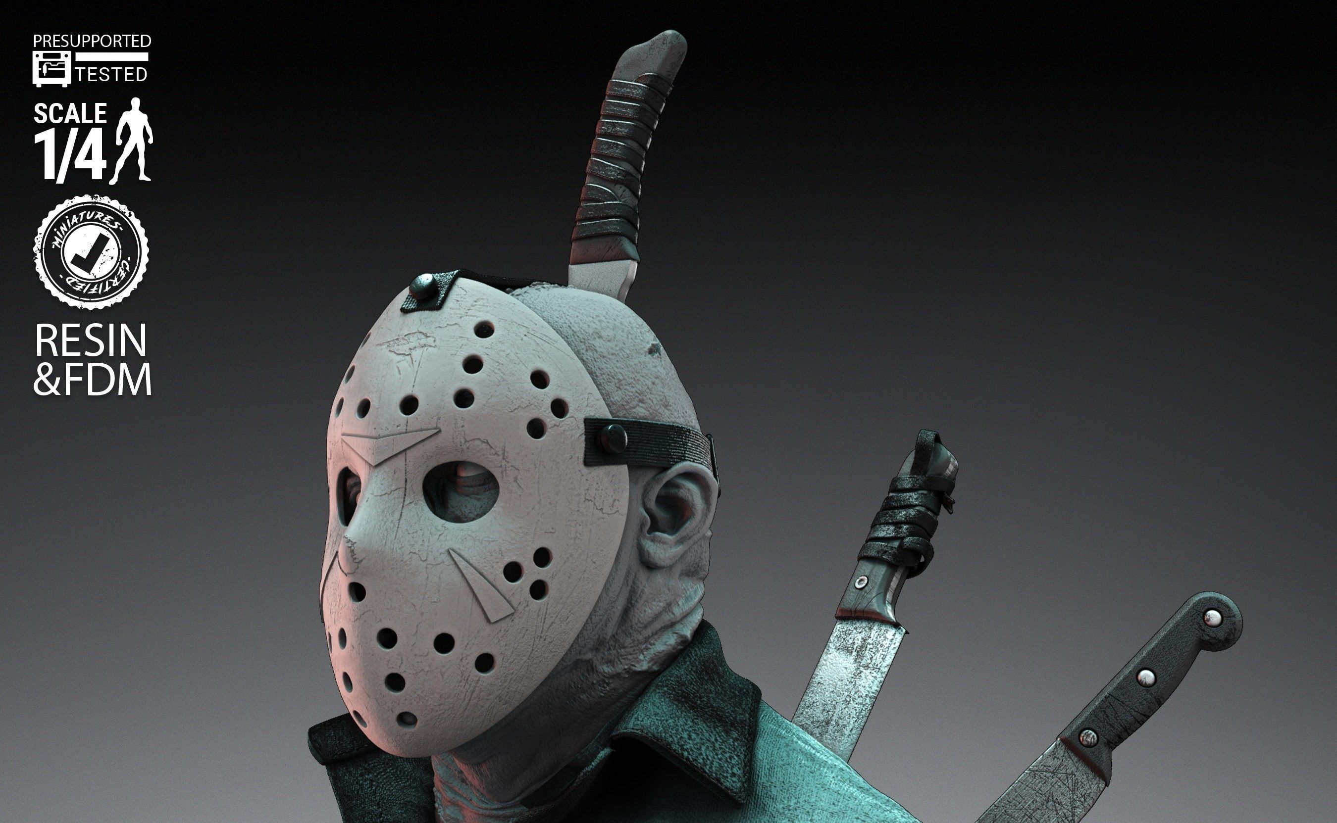 Wicked Horror Jason Bust Tested for 3D printing 3D print model_34