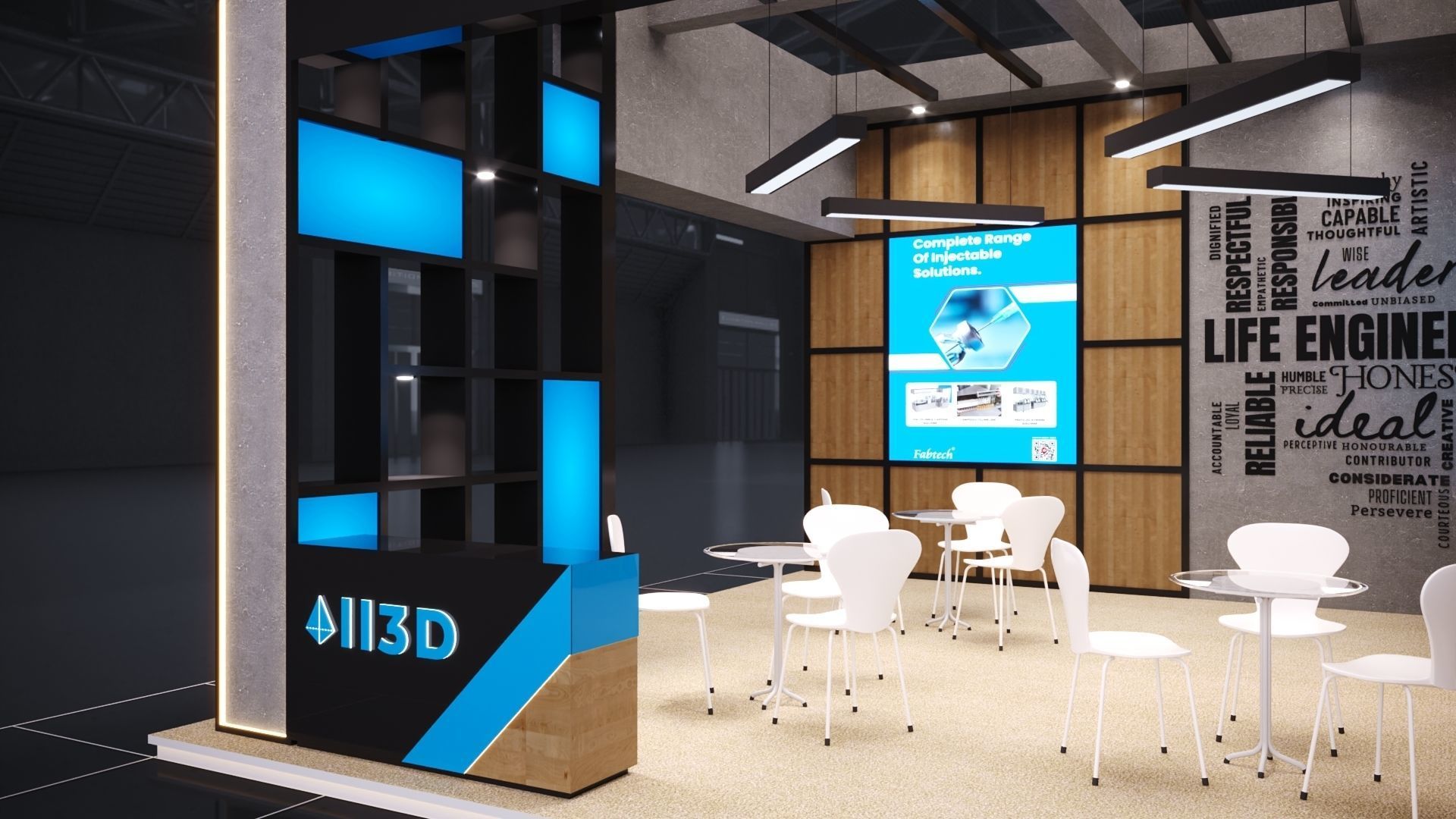 Exhibition Stand Stall 8X6 3 Side Open 3D model_4