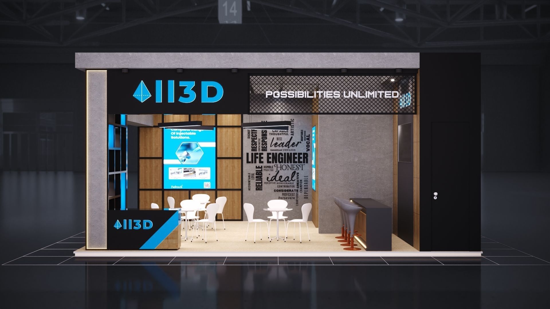 Exhibition Stand Stall 8X6 3 Side Open 3D model_1