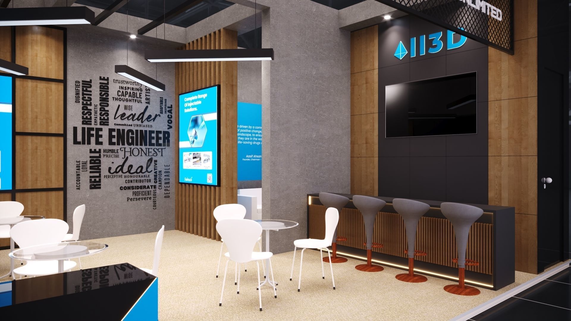 Exhibition Stand Stall 8X6 3 Side Open 3D model_5