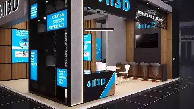 Exhibition Stand Stall 8X6 3 Side Open 3D model