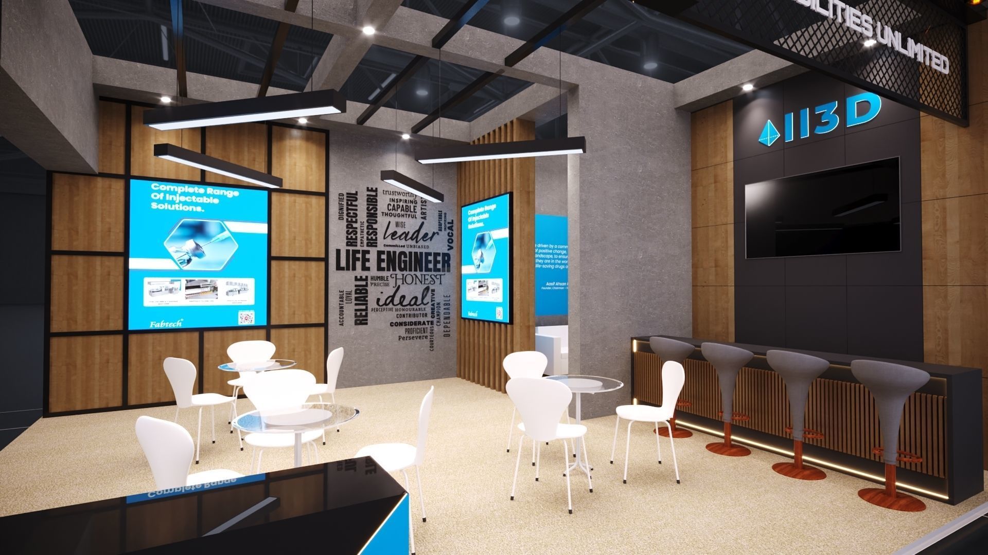 Exhibition Stand Stall 8X6 3 Side Open 3D model_8