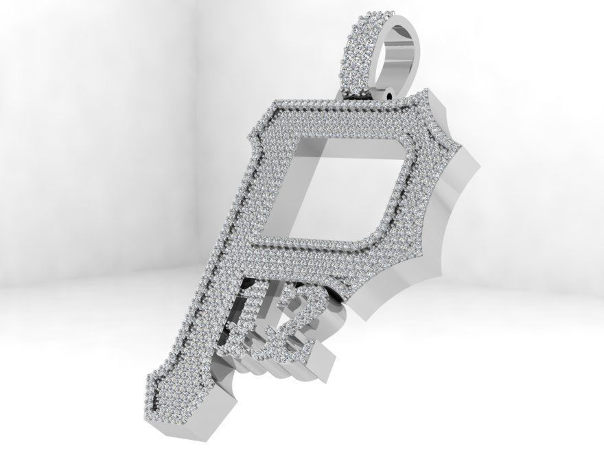 P12 Letter and Number Pendant  3D print model_3