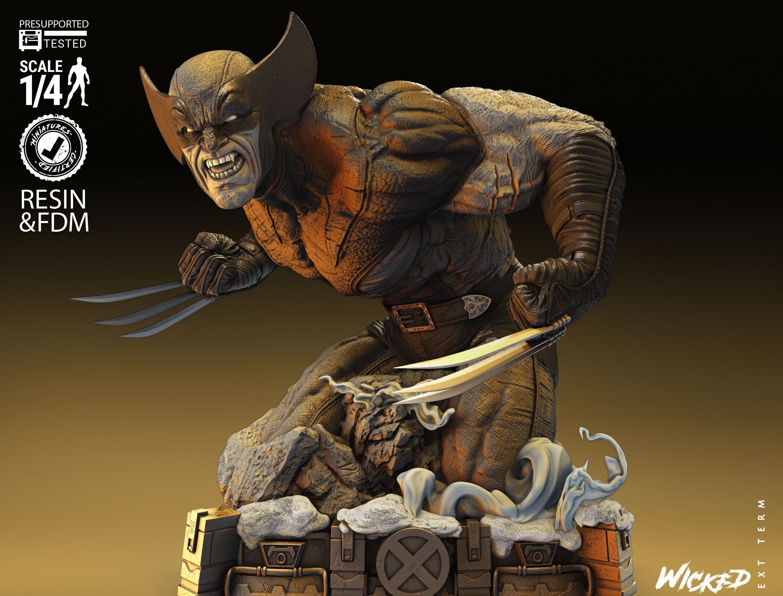 Wicked Marvel Wolverine Bust Tested for 3D printing 3D print model_2