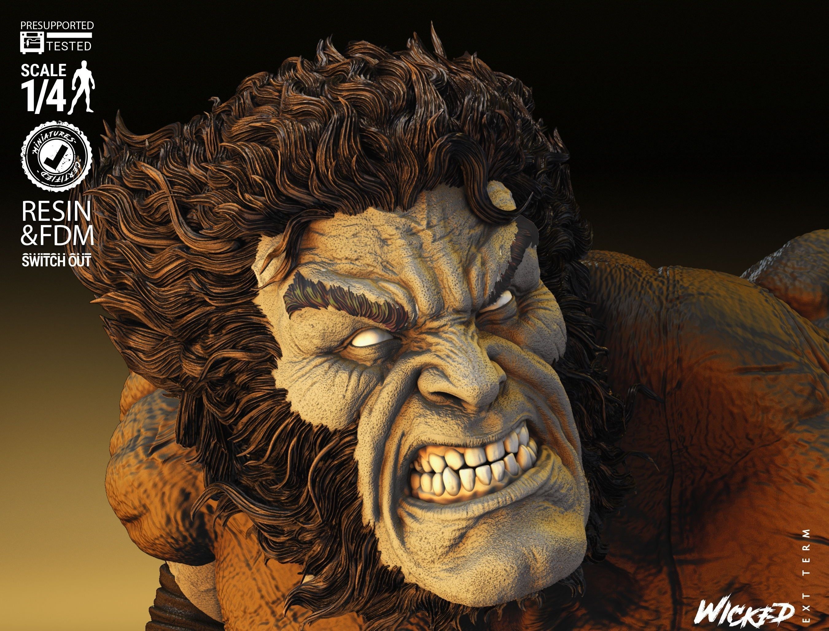 Wicked Marvel Wolverine Bust Tested for 3D printing 3D print model_31