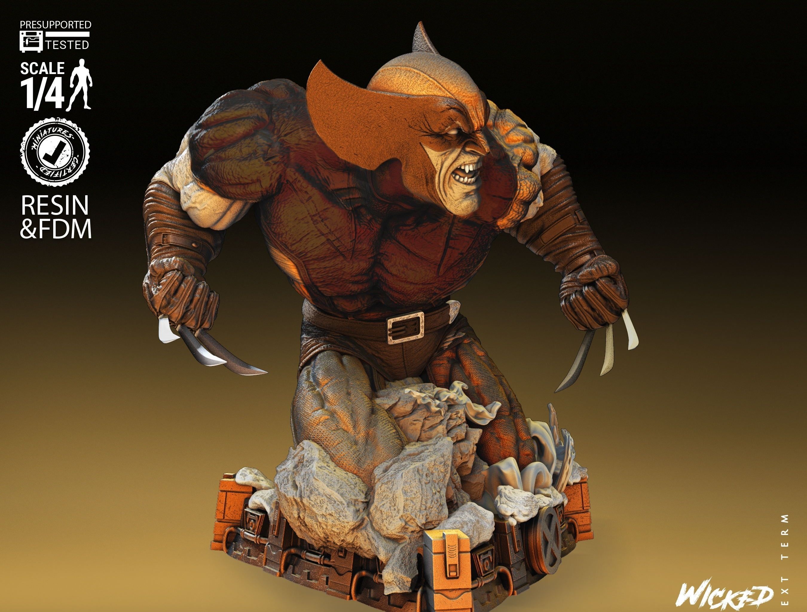 Wicked Marvel Wolverine Bust Tested for 3D printing 3D print model_14