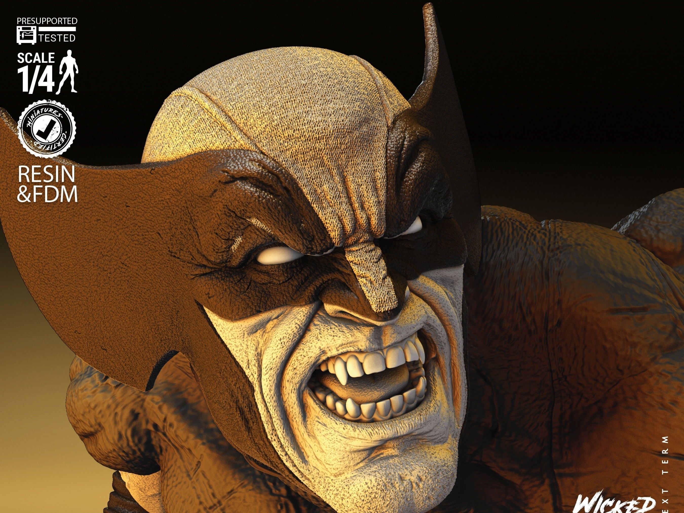 Wicked Marvel Wolverine Bust Tested for 3D printing 3D print model_26