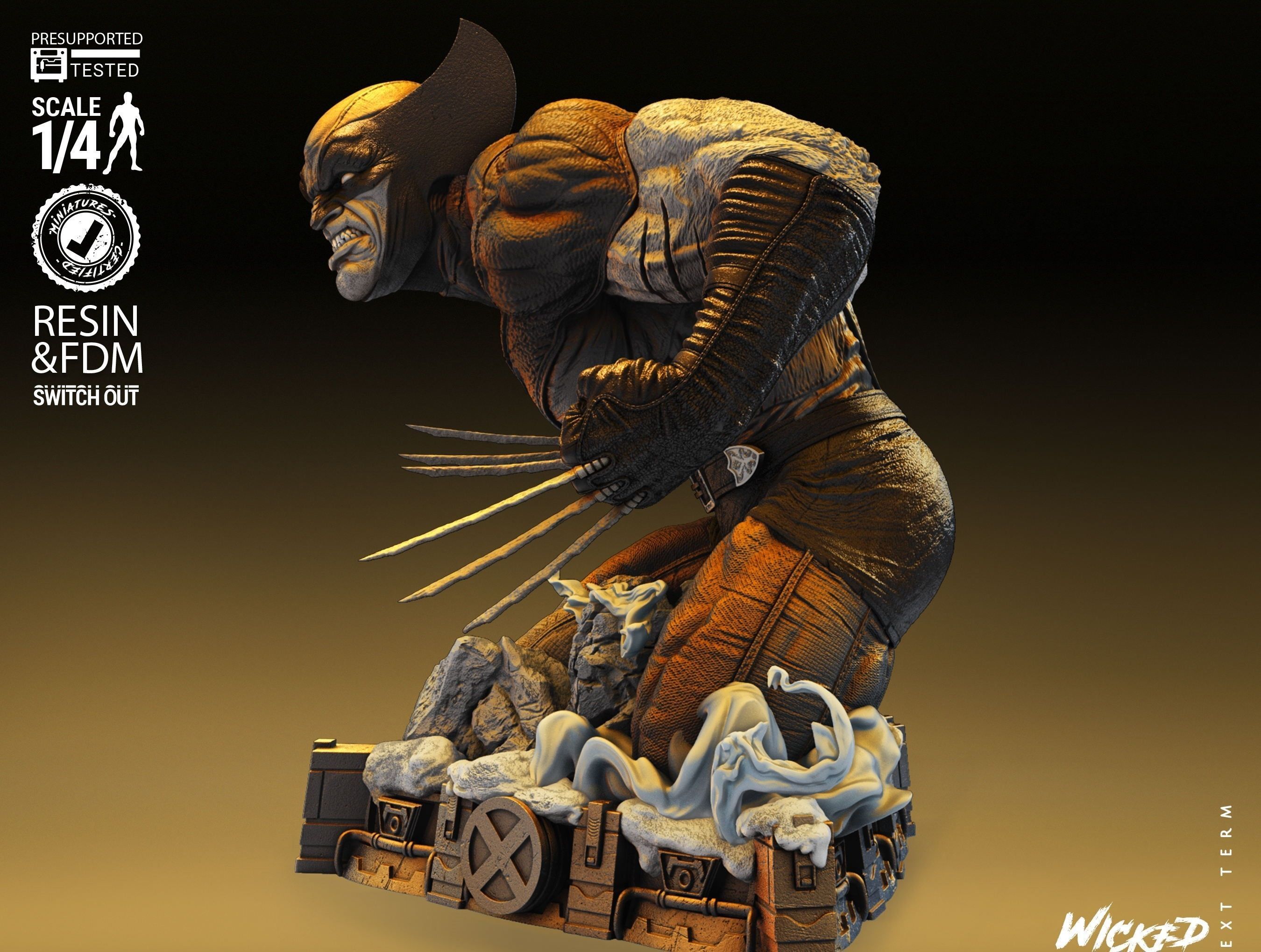 Wicked Marvel Wolverine Bust Tested for 3D printing 3D print model_20