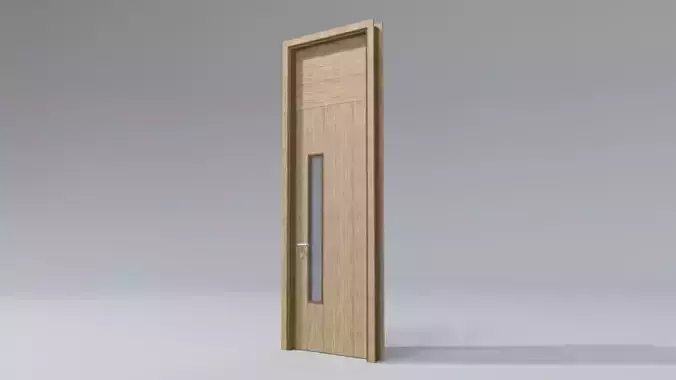Wooden Door with Frame and Vision Panel