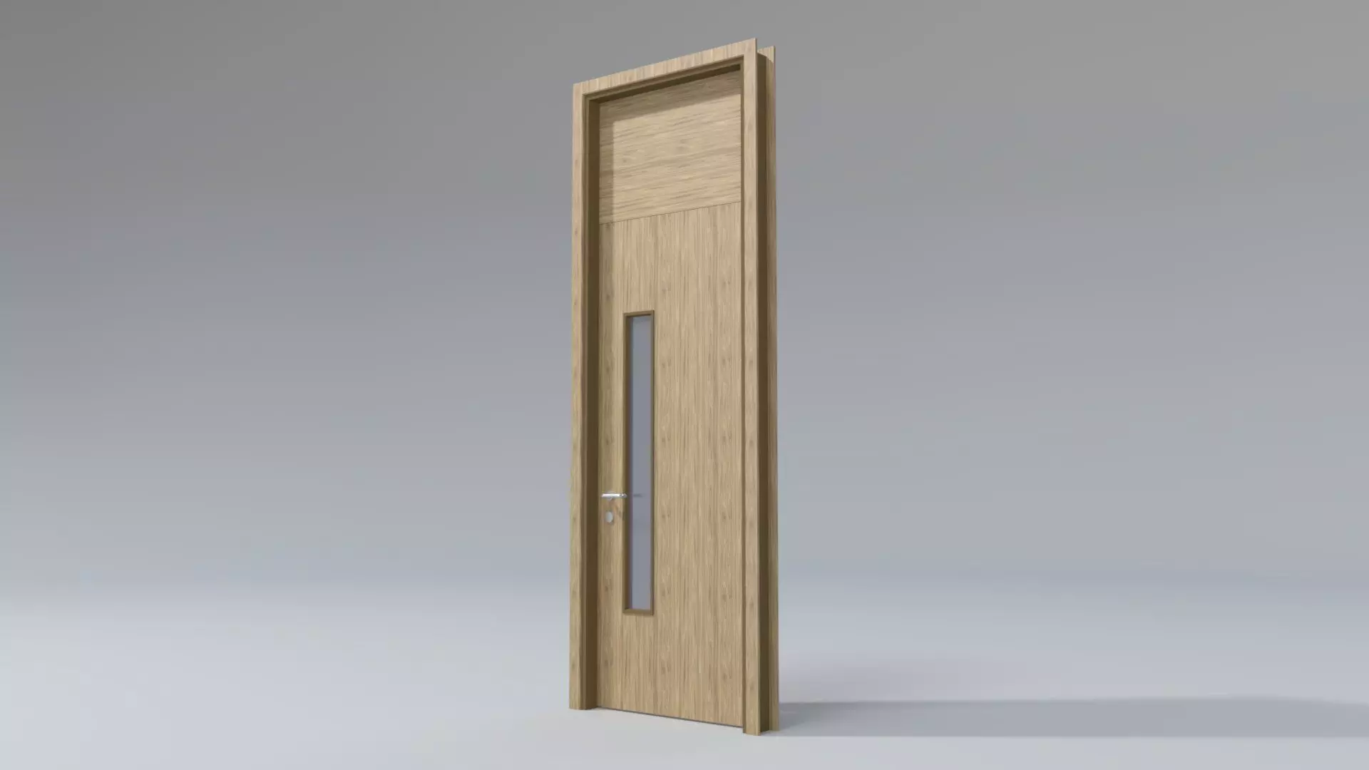 Wooden Door with Frame and Vision Panel Low-poly 3D model