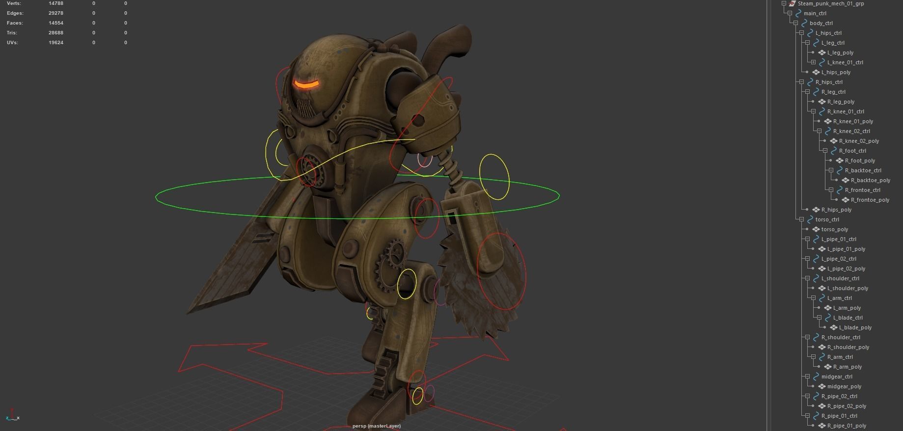 Steampunk mech Low-poly 3D model_4