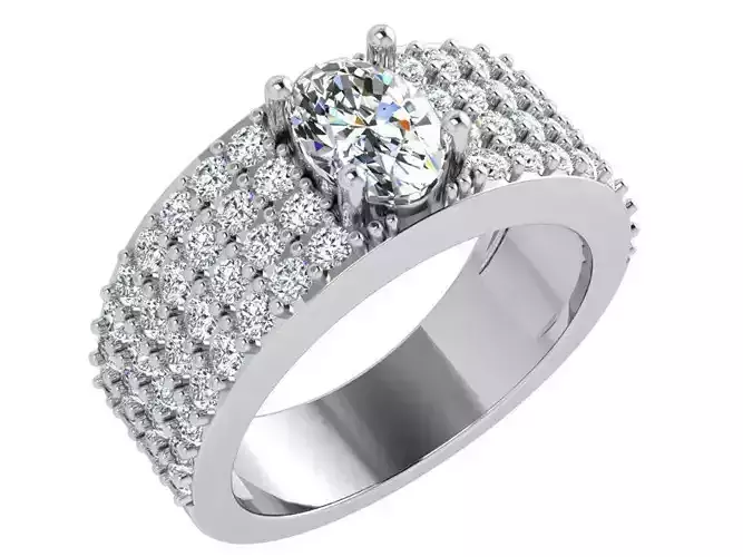 Oval Cut Diamond 4 Row Ring 4470
