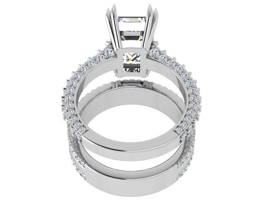 Emerald Ring Wedding Set 4472 3D print model_4