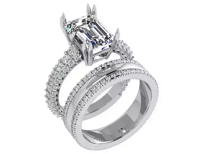 Emerald Ring Wedding Set 4472