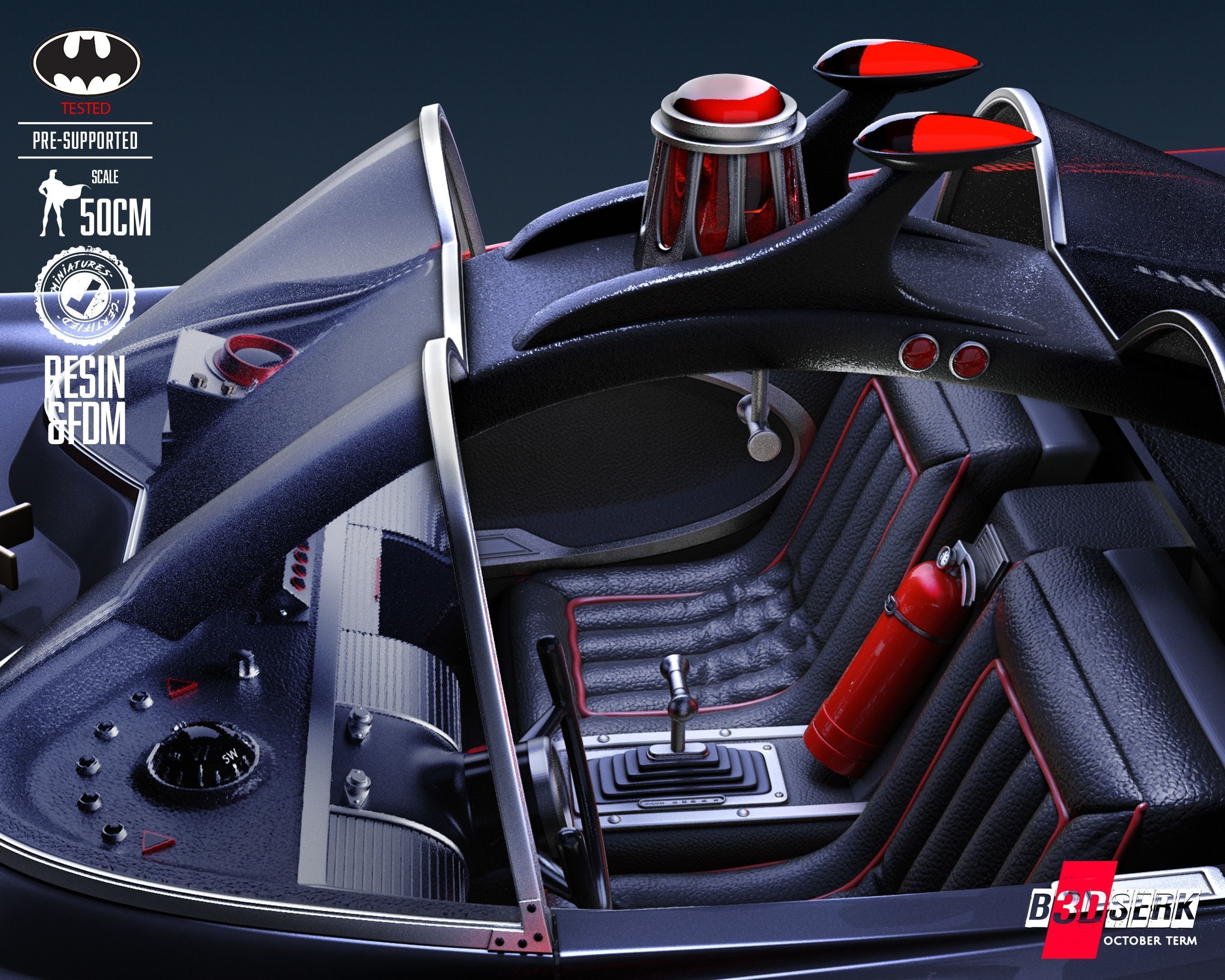 B3DSERK Batmobile Adam West Sculpture Tested for 3D printing 3D print model_33