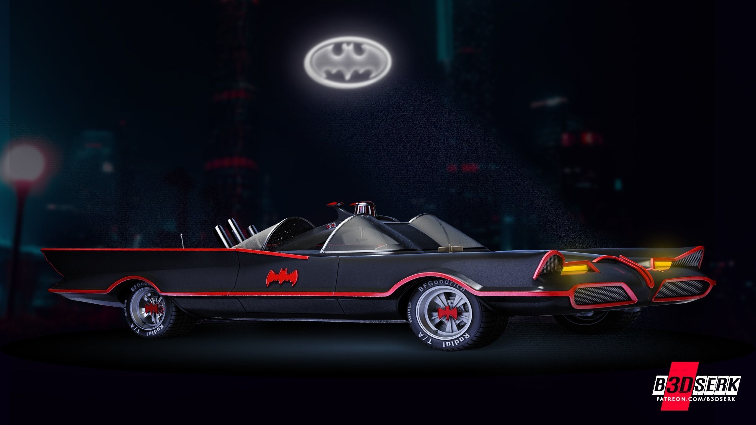 B3DSERK Batmobile Adam West Sculpture Tested for 3D printing 3D print model_1