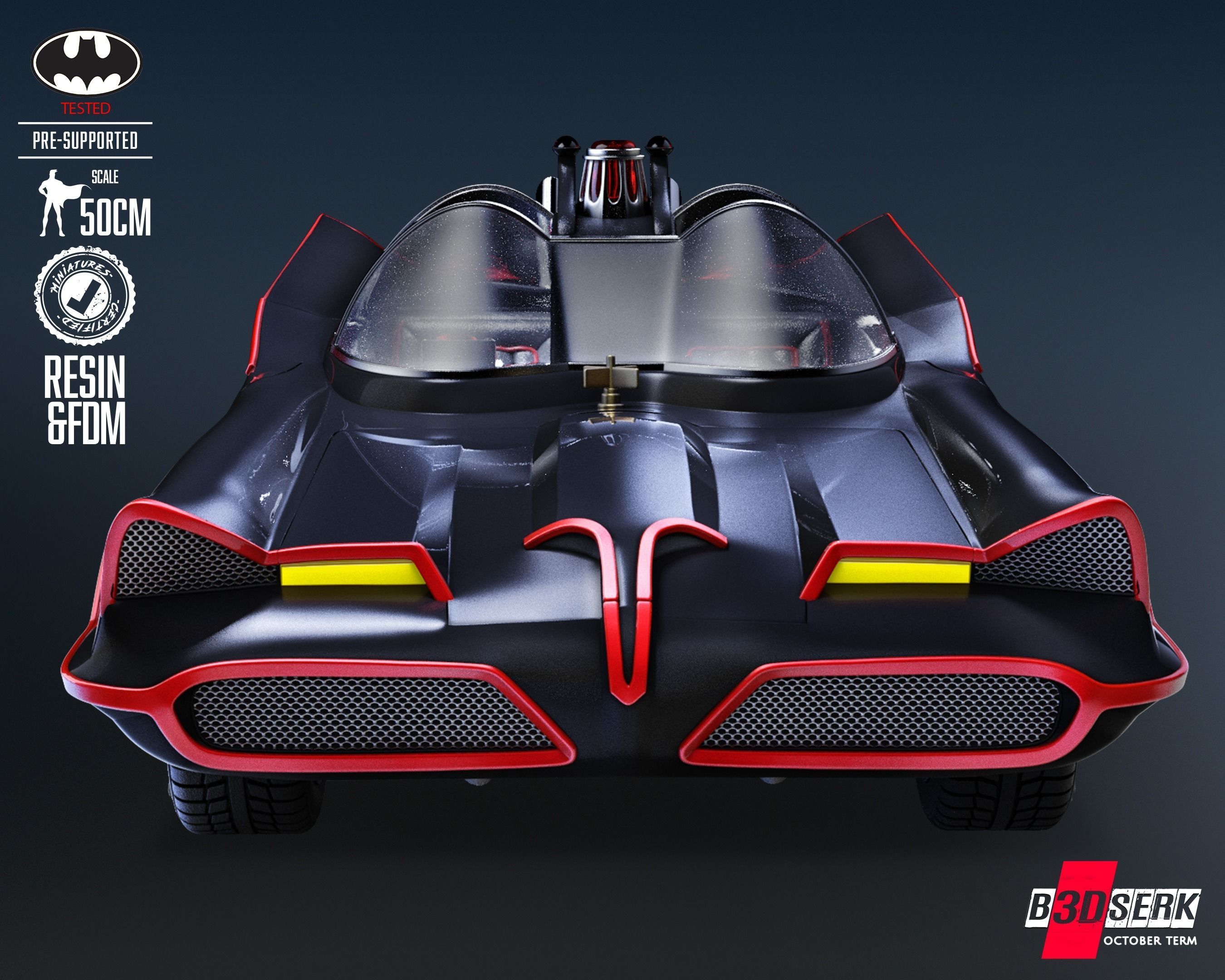 B3DSERK Batmobile Adam West Sculpture Tested for 3D printing 3D print model_7