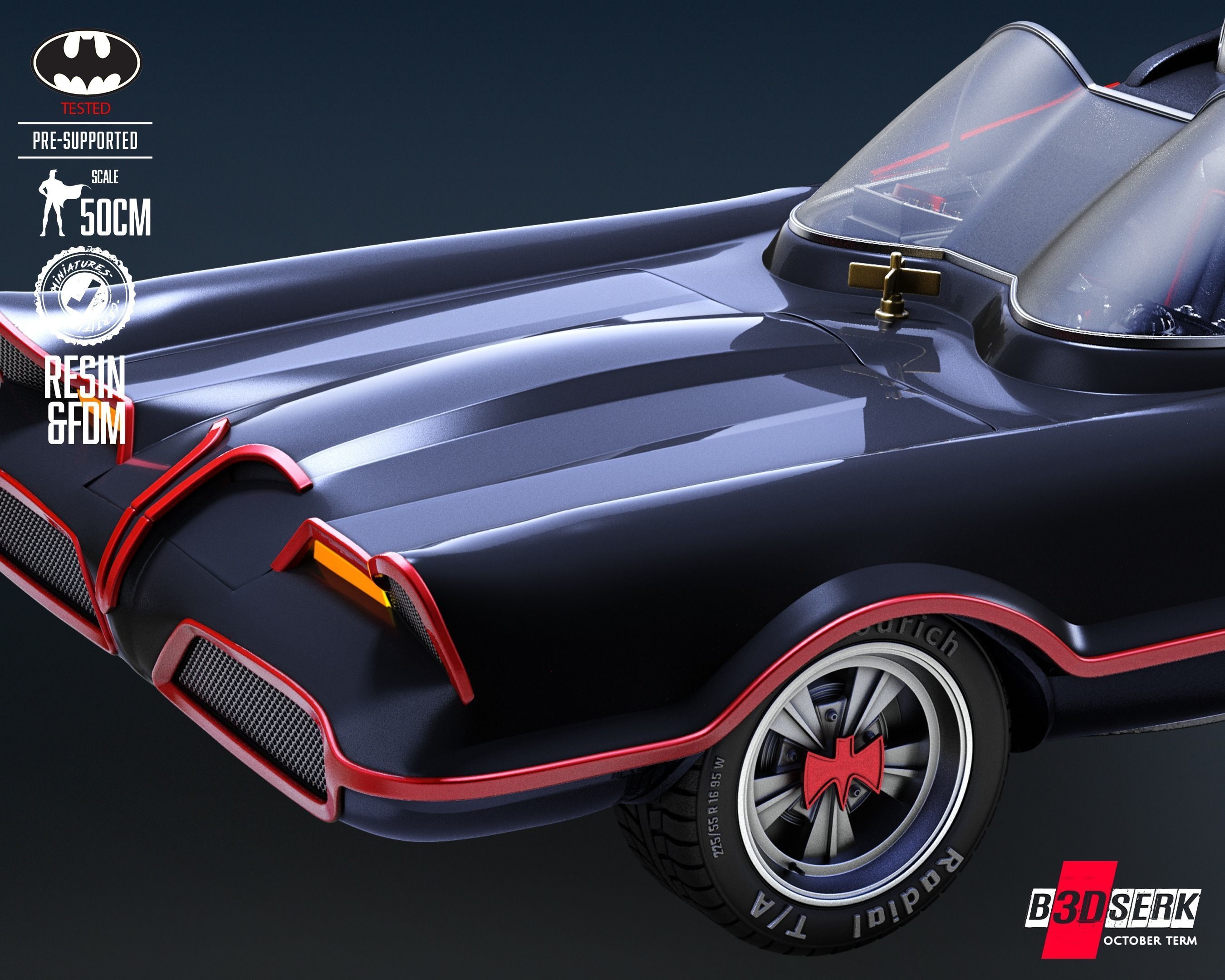 B3DSERK Batmobile Adam West Sculpture Tested for 3D printing 3D print model_20