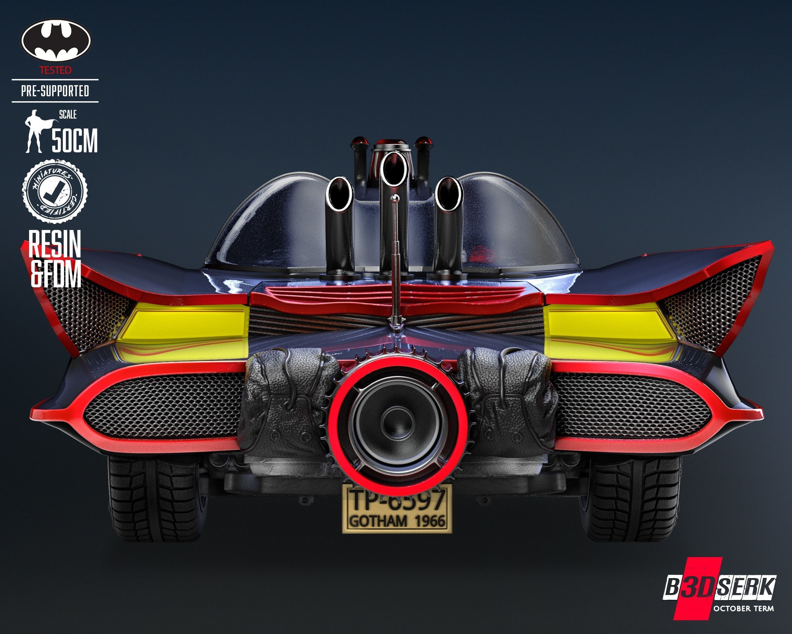 B3DSERK Batmobile Adam West Sculpture Tested for 3D printing 3D print model_8