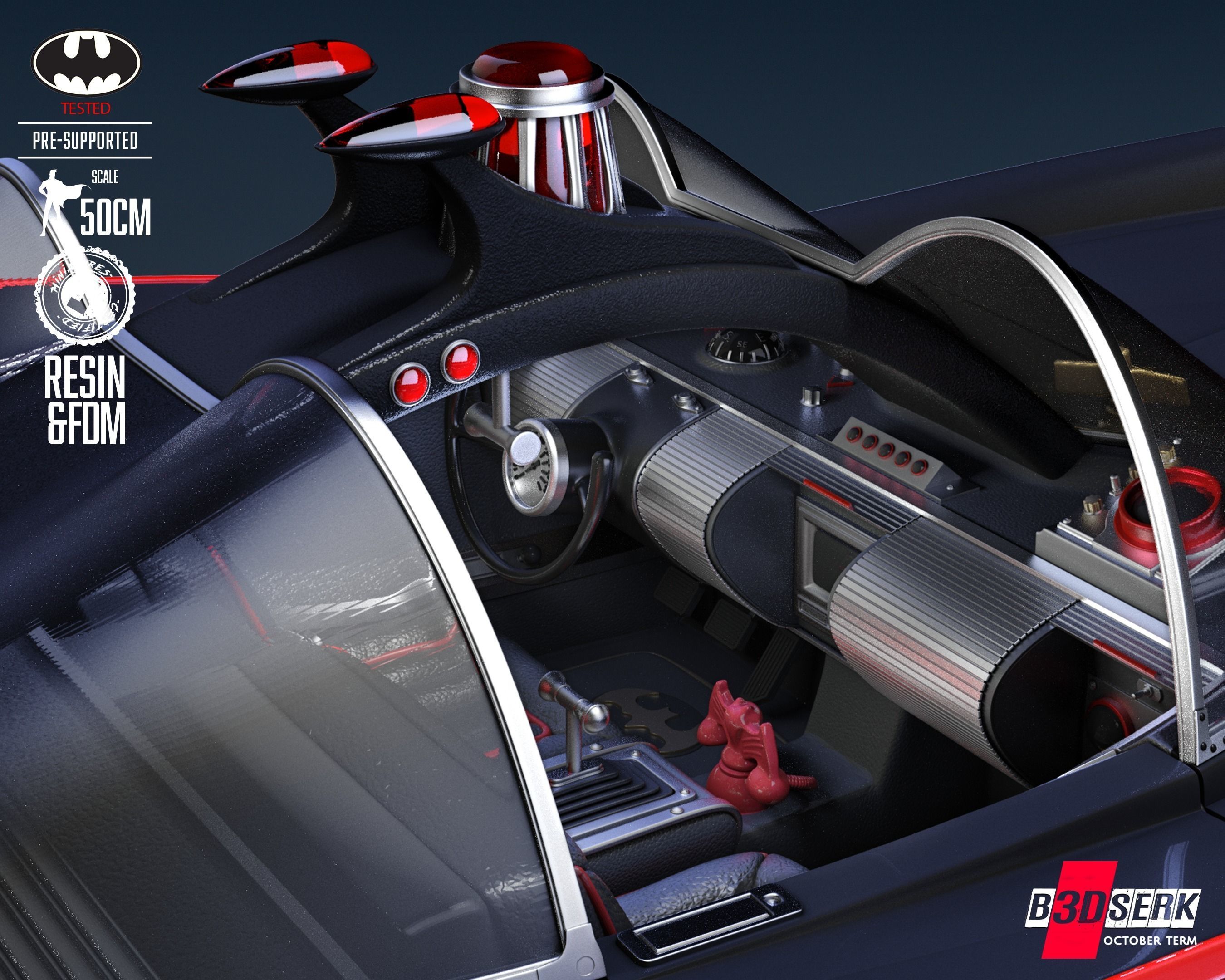 B3DSERK Batmobile Adam West Sculpture Tested for 3D printing 3D print model_30