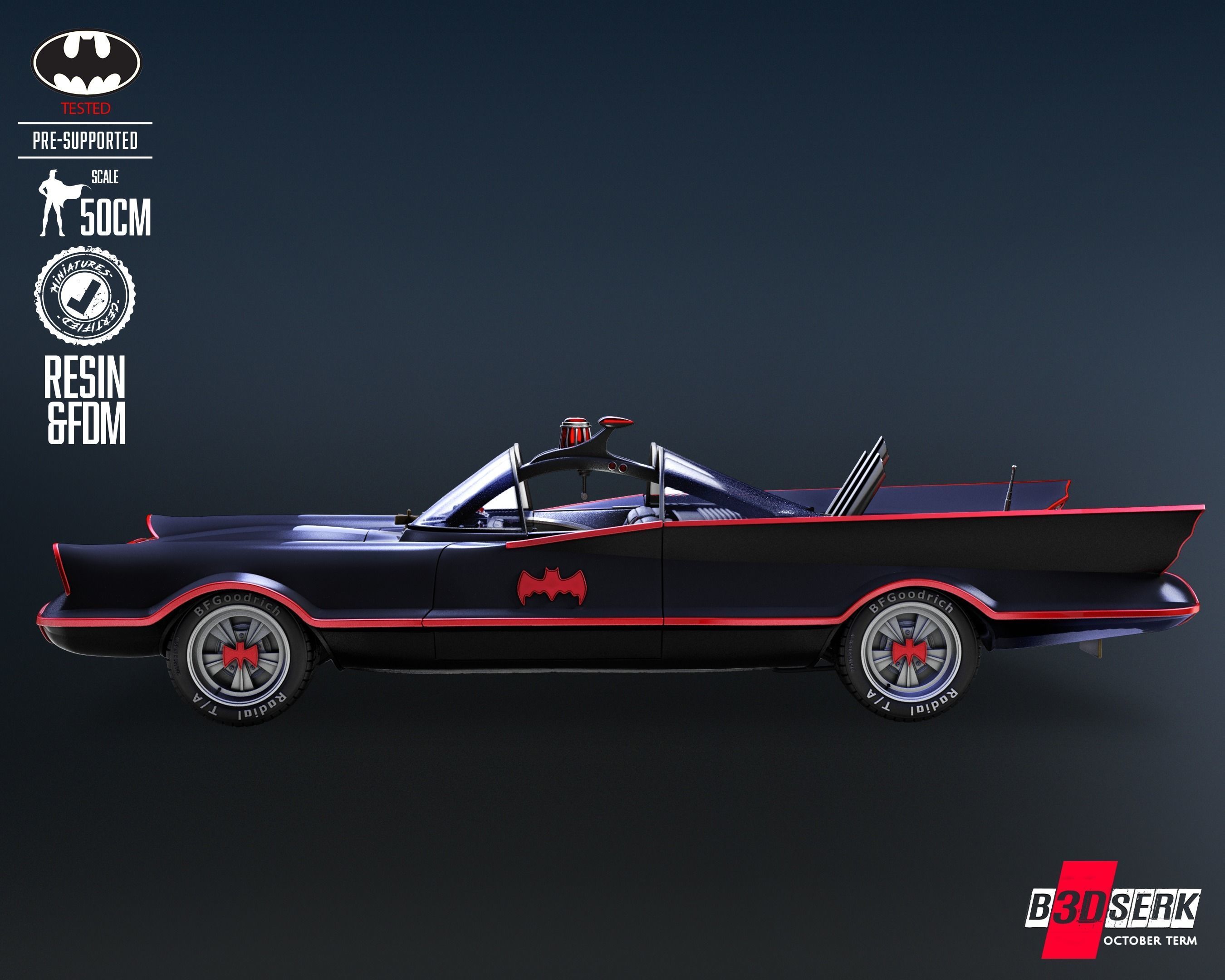 B3DSERK Batmobile Adam West Sculpture Tested for 3D printing 3D print model_11