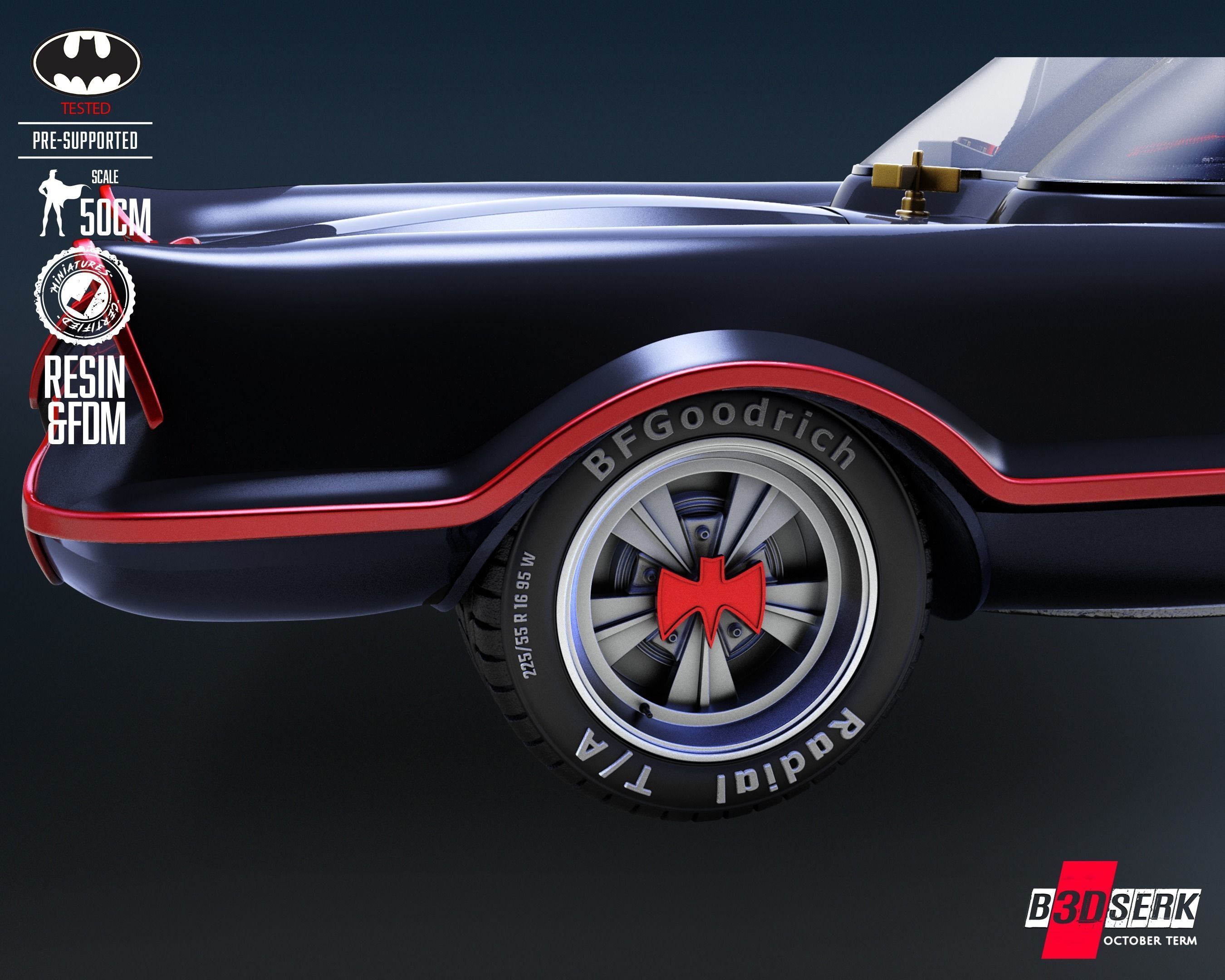 B3DSERK Batmobile Adam West Sculpture Tested for 3D printing 3D print model_23