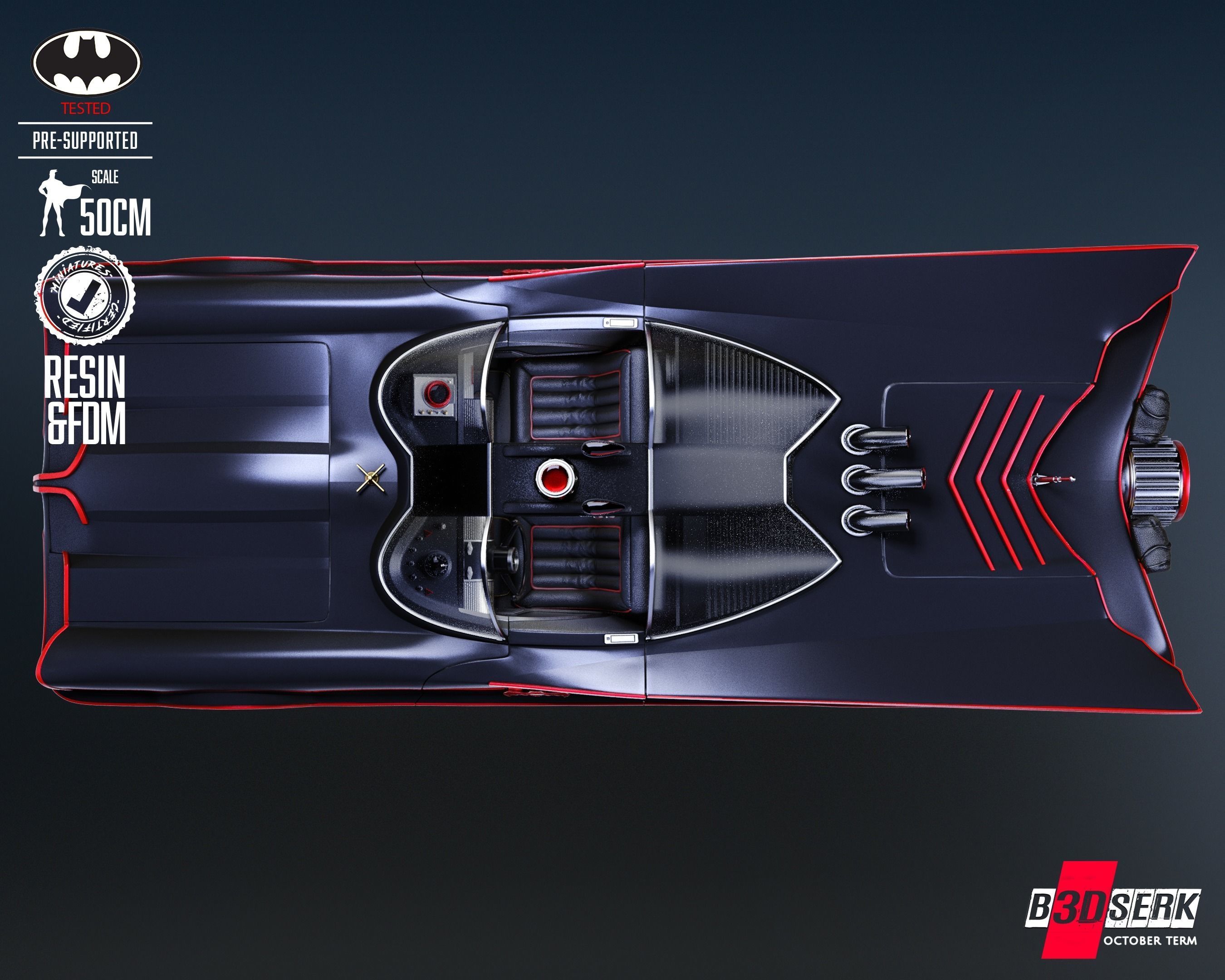 B3DSERK Batmobile Adam West Sculpture Tested for 3D printing 3D print model_16