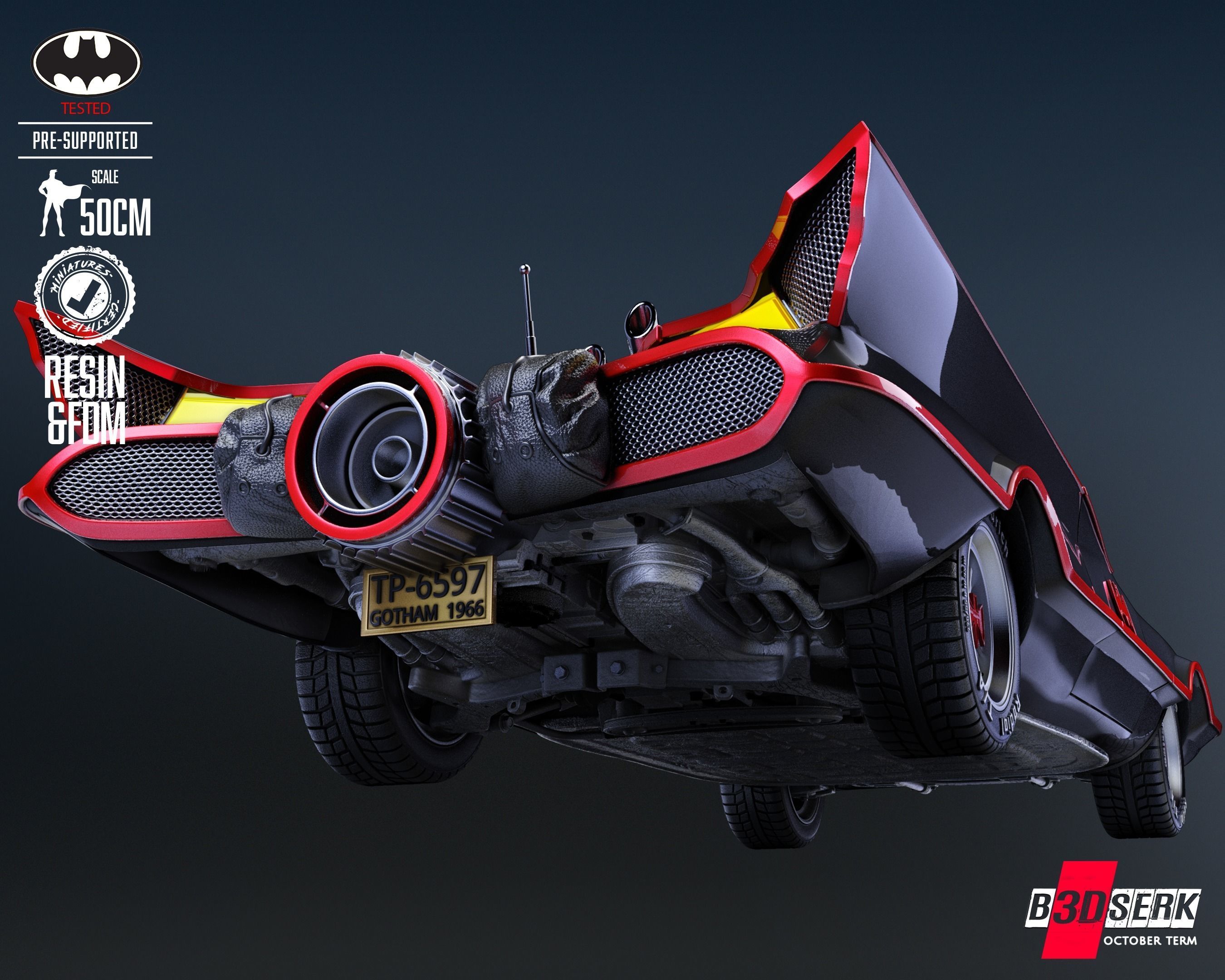 B3DSERK Batmobile Adam West Sculpture Tested for 3D printing 3D print model_15