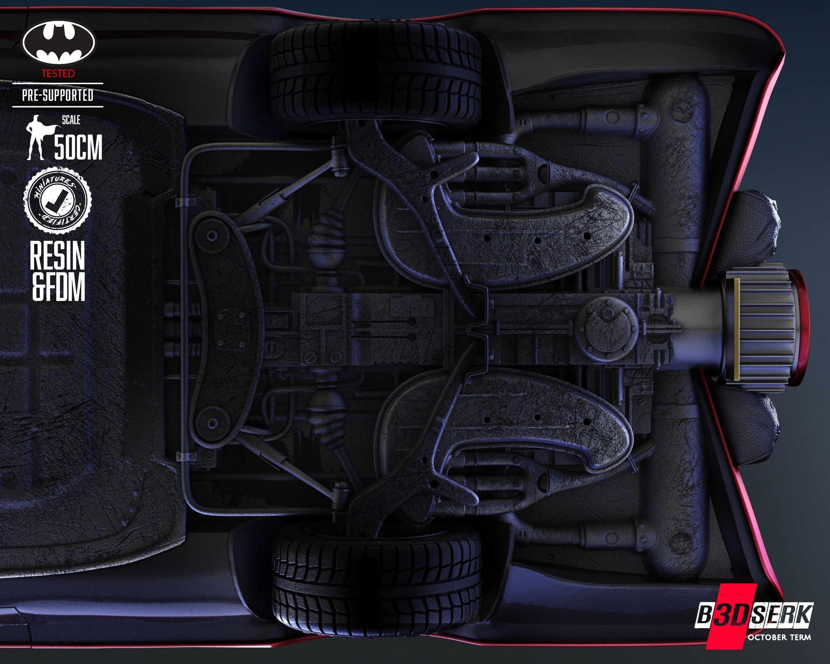 B3DSERK Batmobile Adam West Sculpture Tested for 3D printing 3D print model_37