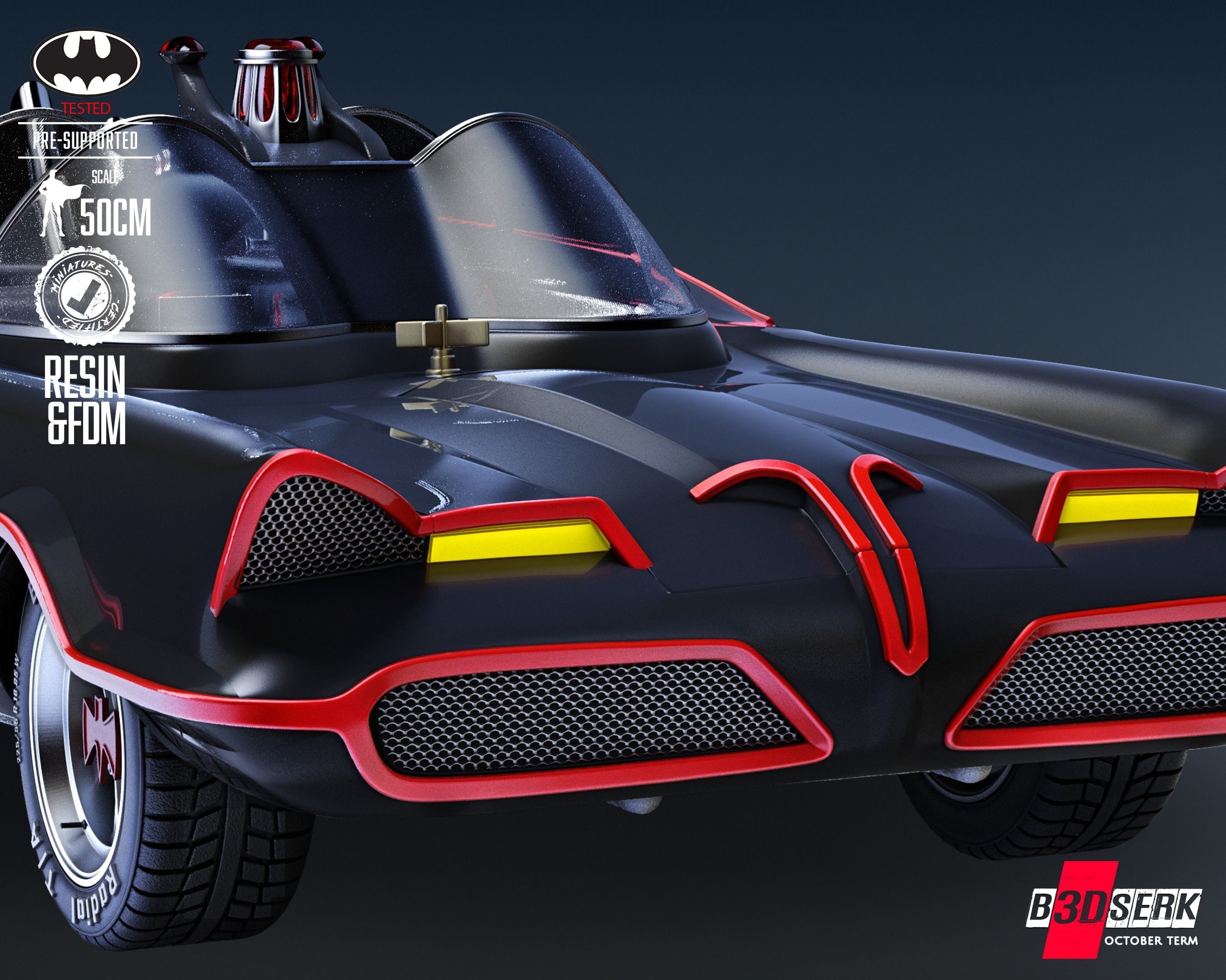 B3DSERK Batmobile Adam West Sculpture Tested for 3D printing 3D print model_19