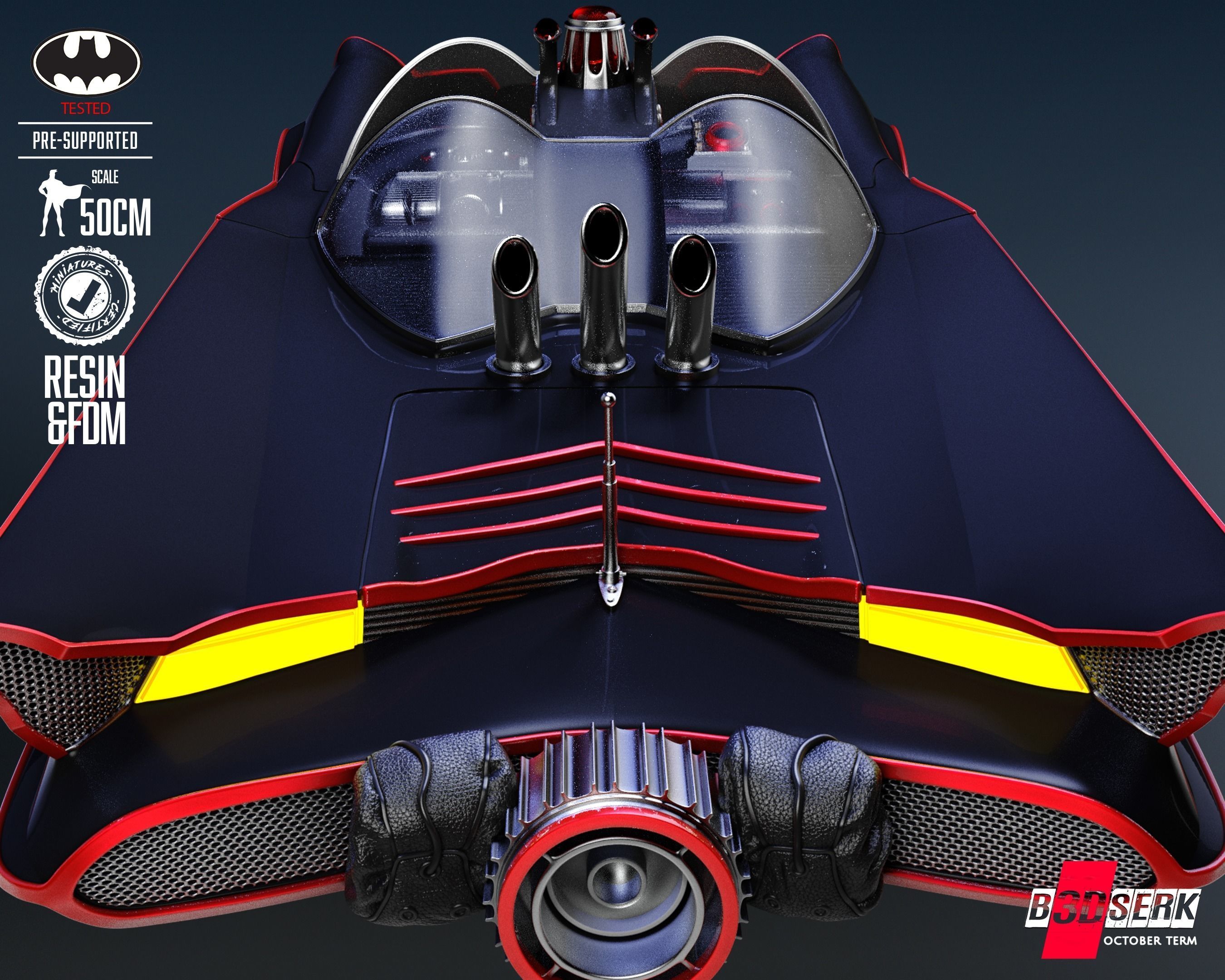 B3DSERK Batmobile Adam West Sculpture Tested for 3D printing 3D print model_43