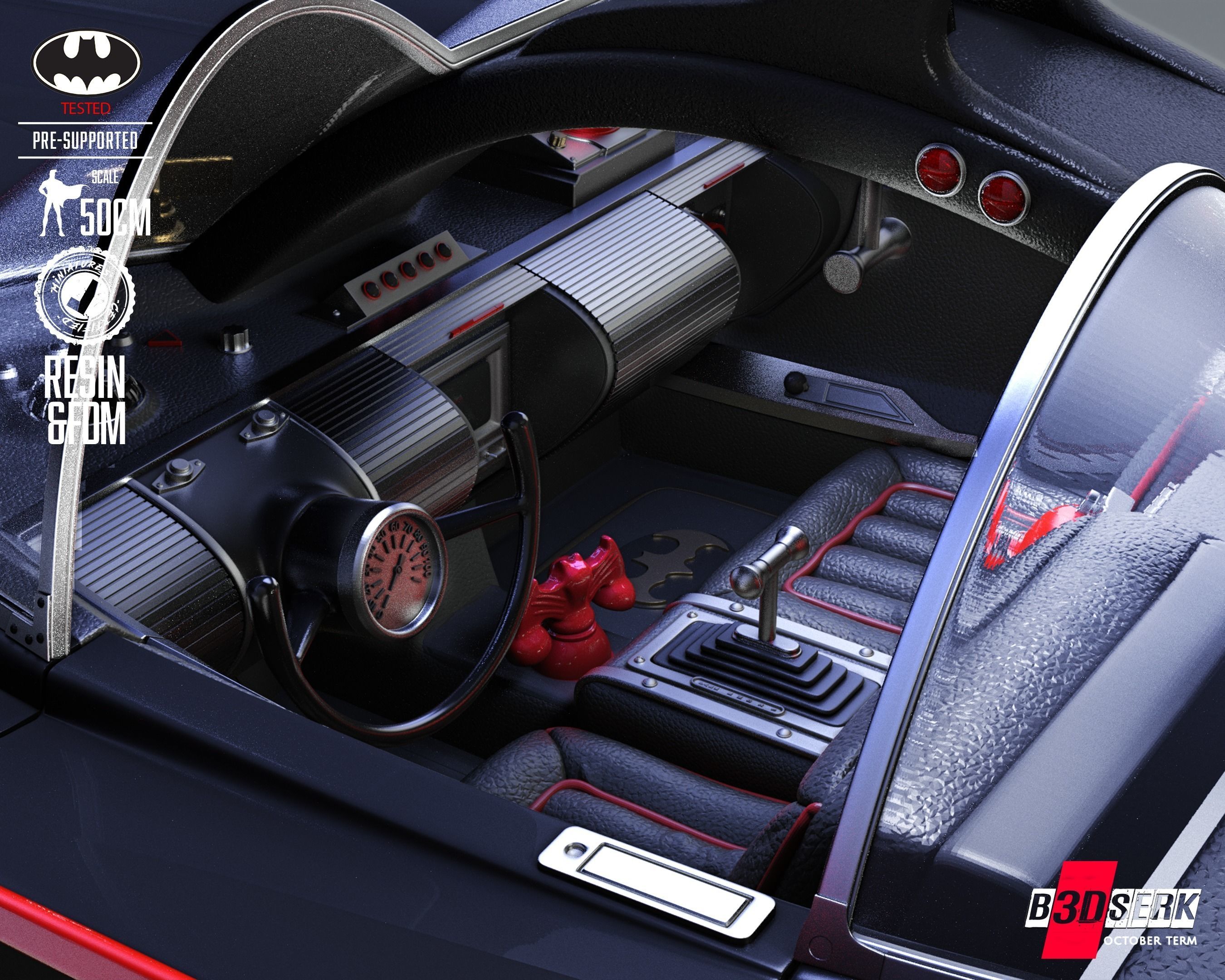 B3DSERK Batmobile Adam West Sculpture Tested for 3D printing 3D print model_34