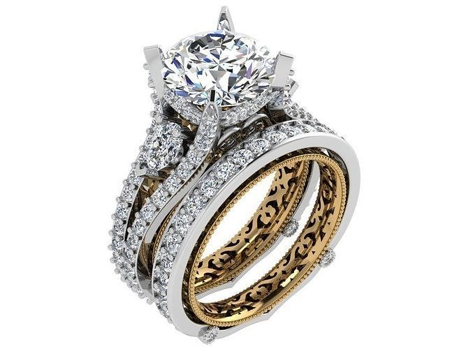 Round Diamond Split Shank Ring Set 4477 3D print model