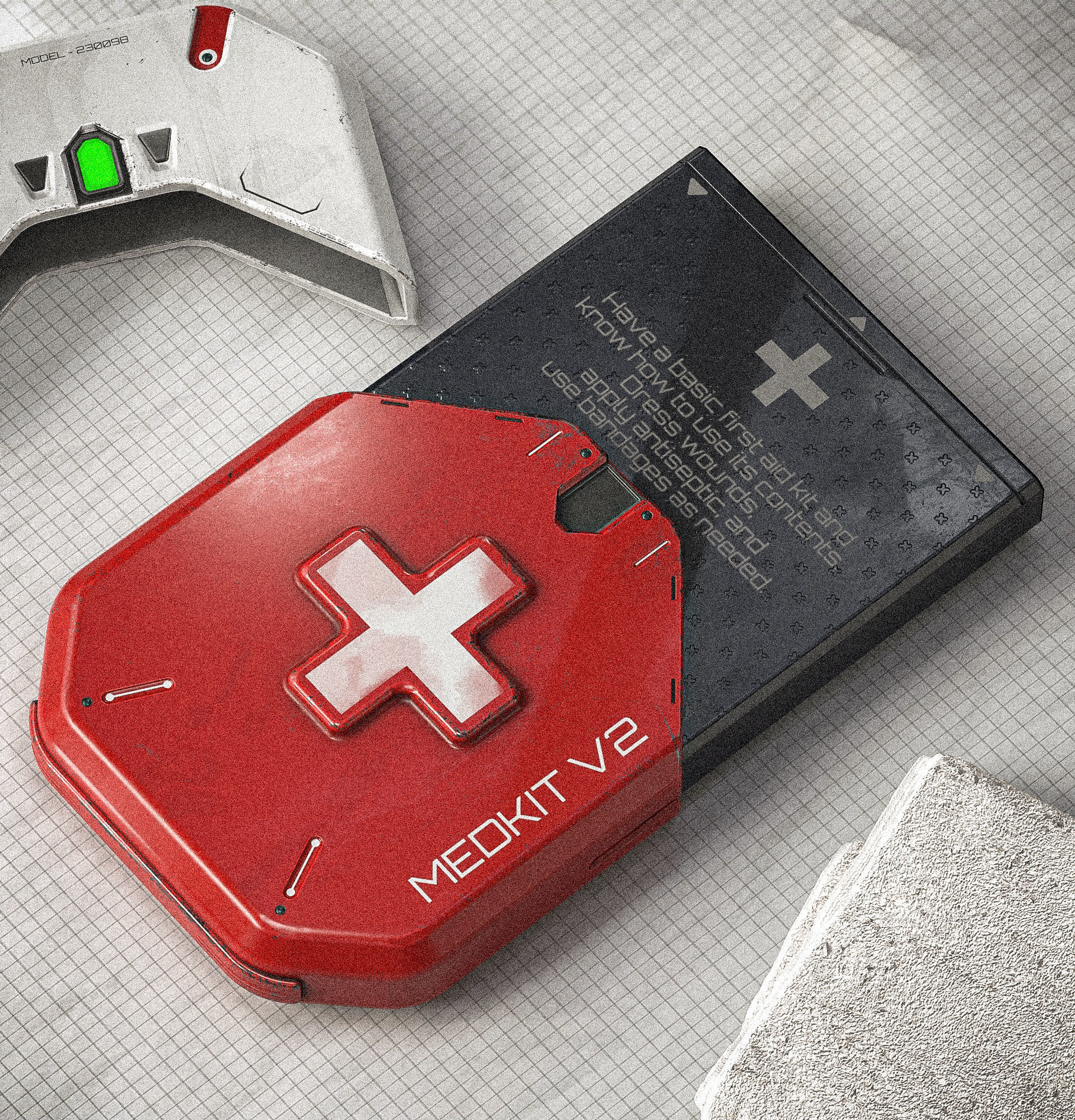 Sci-fi Med-Kit V2 PBR Low-poly 3D model_11