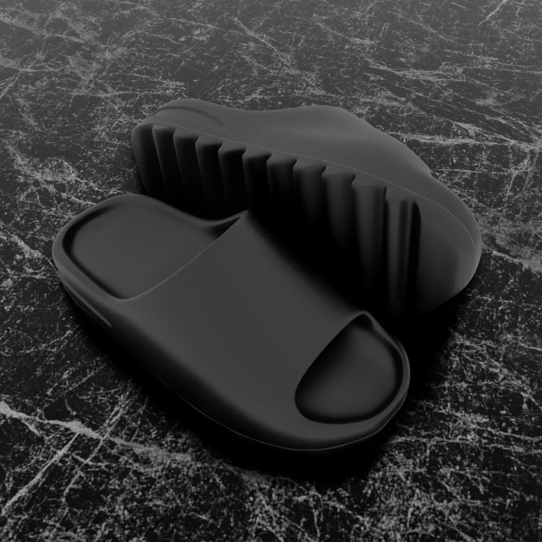 ADIDAS YEEZY SLIPPER - BLACK Low-poly 3D model_0