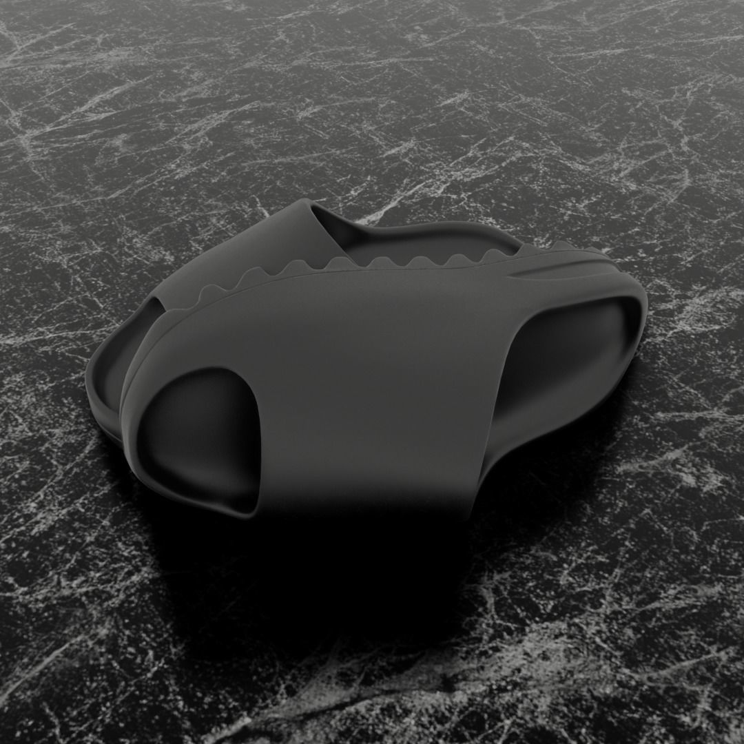 ADIDAS YEEZY SLIPPER - BLACK Low-poly 3D model_1