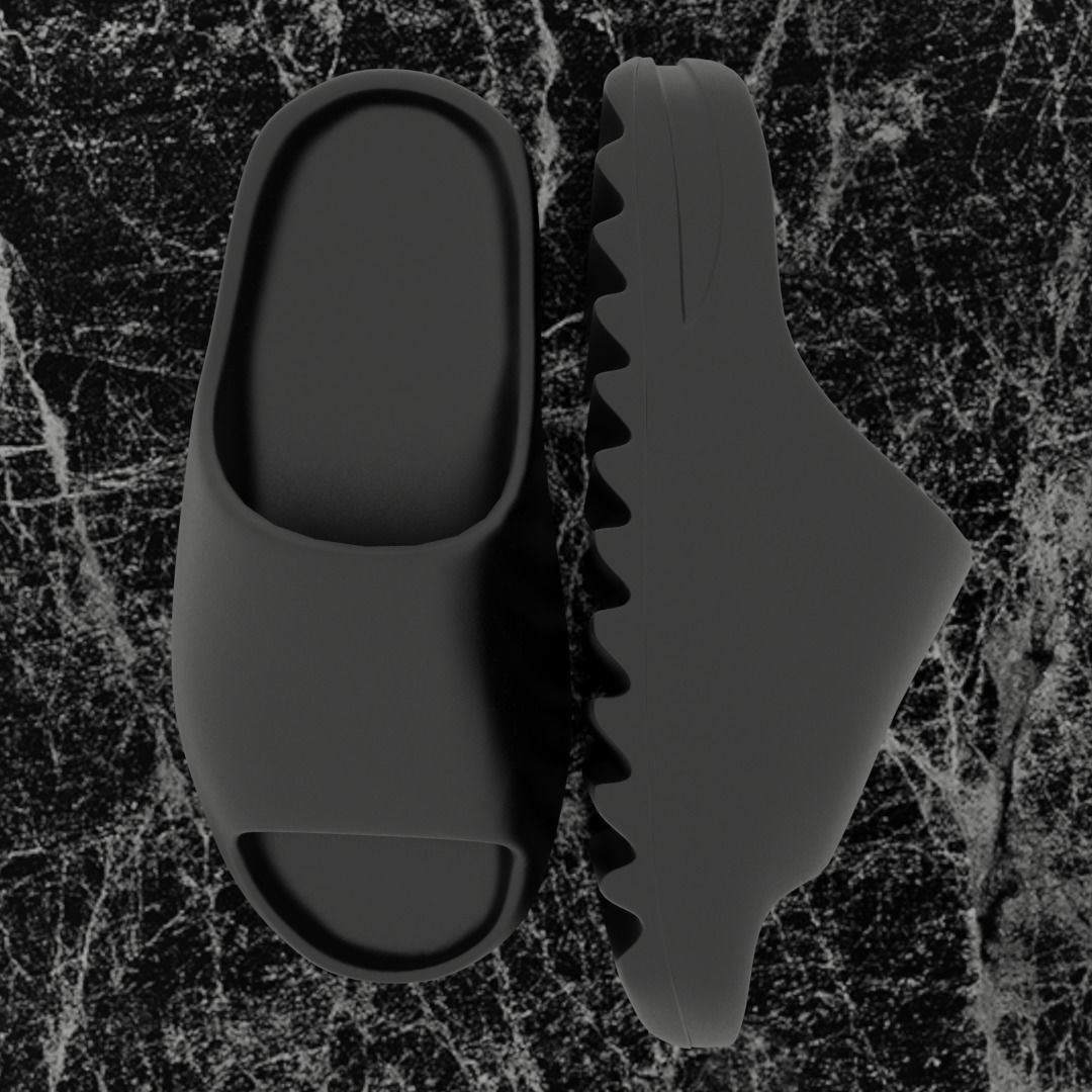 ADIDAS YEEZY SLIPPER - BLACK Low-poly 3D model_3