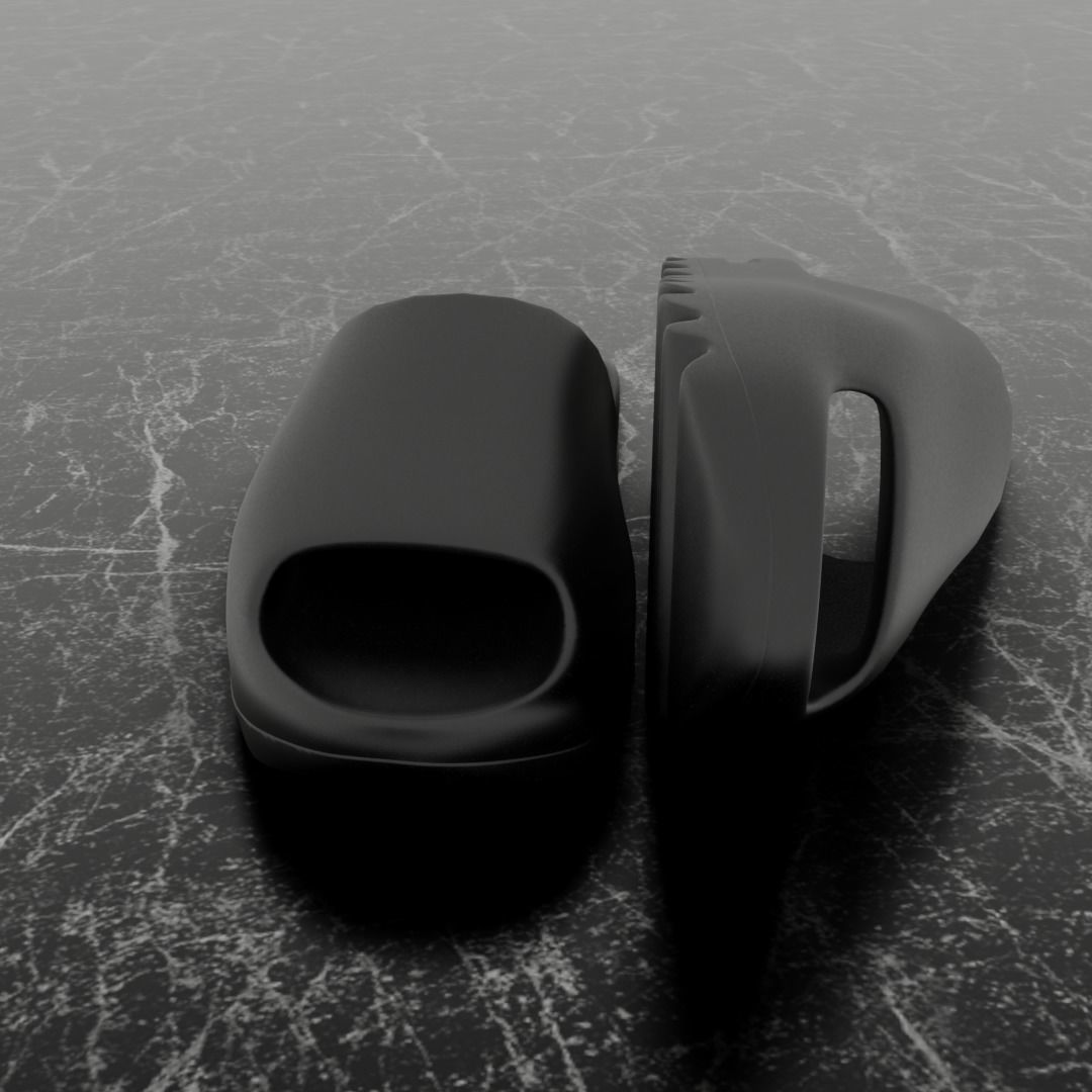 ADIDAS YEEZY SLIPPER - BLACK Low-poly 3D model_2