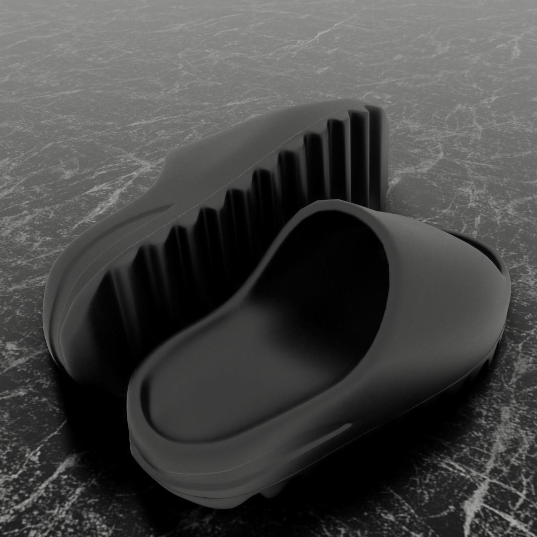ADIDAS YEEZY SLIPPER - BLACK Low-poly 3D model_5
