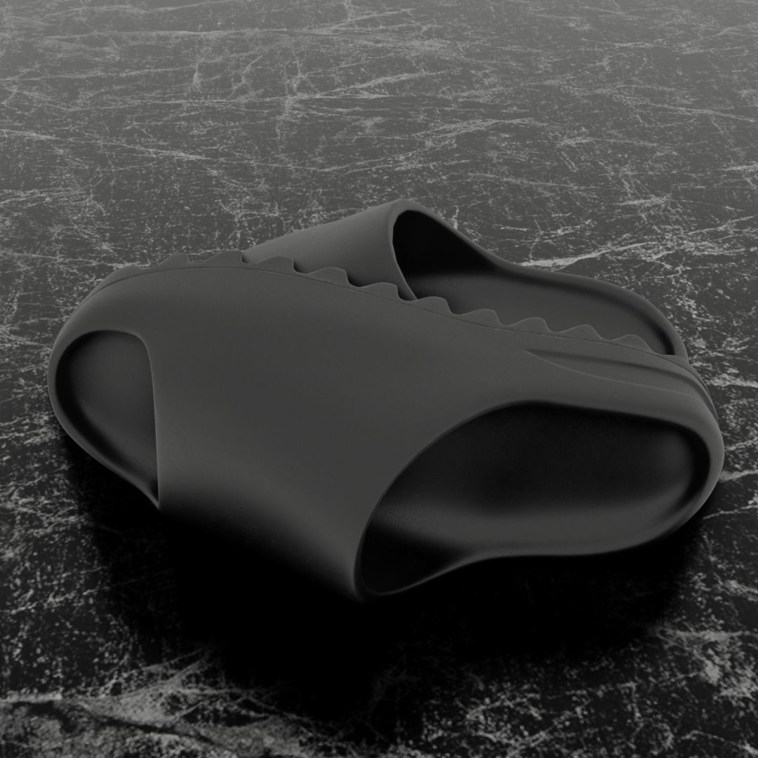 ADIDAS YEEZY SLIPPER - BLACK Low-poly 3D model_7
