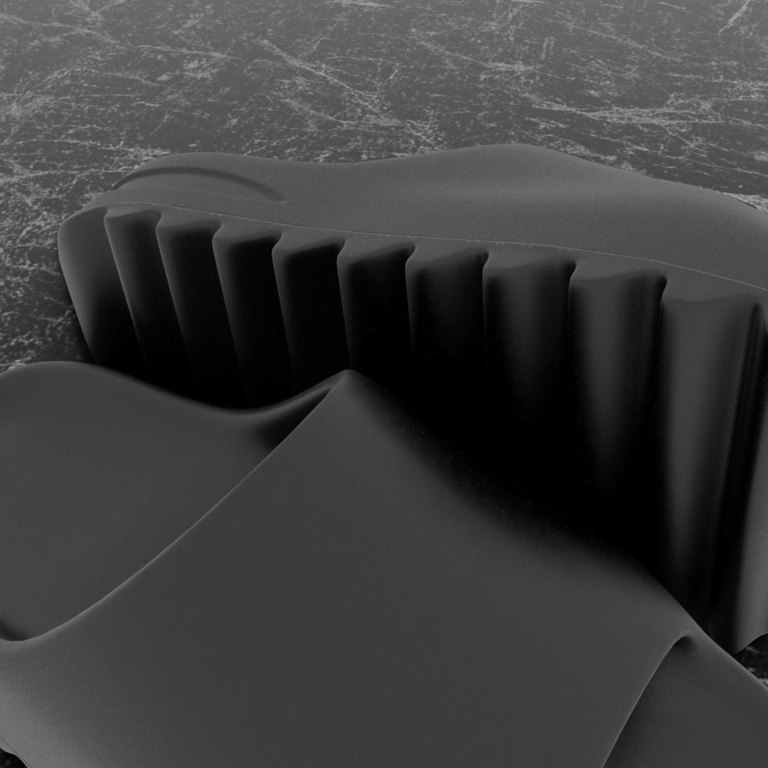 ADIDAS YEEZY SLIPPER - BLACK Low-poly 3D model_9