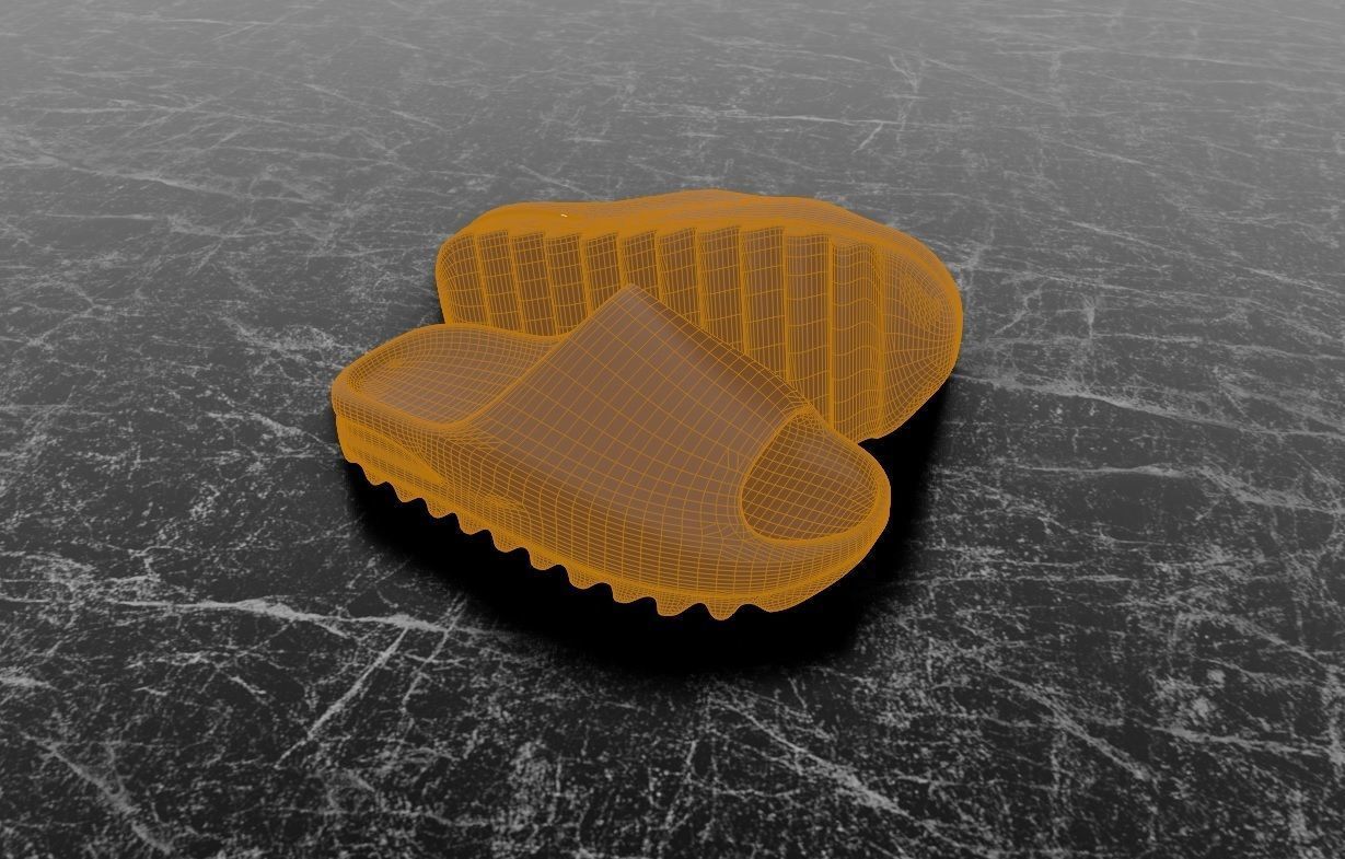 ADIDAS YEEZY SLIPPER - BLACK Low-poly 3D model_11