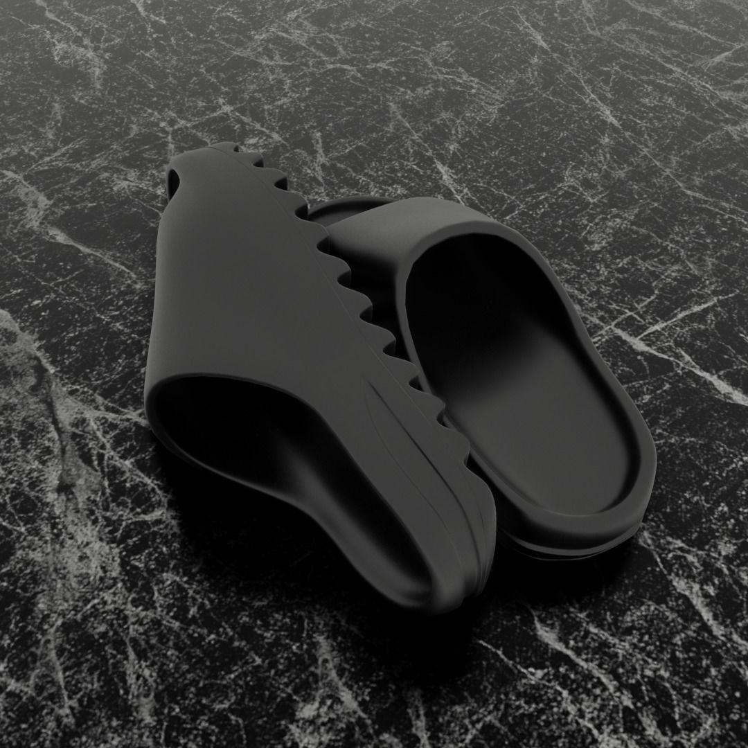 ADIDAS YEEZY SLIPPER - BLACK Low-poly 3D model_6
