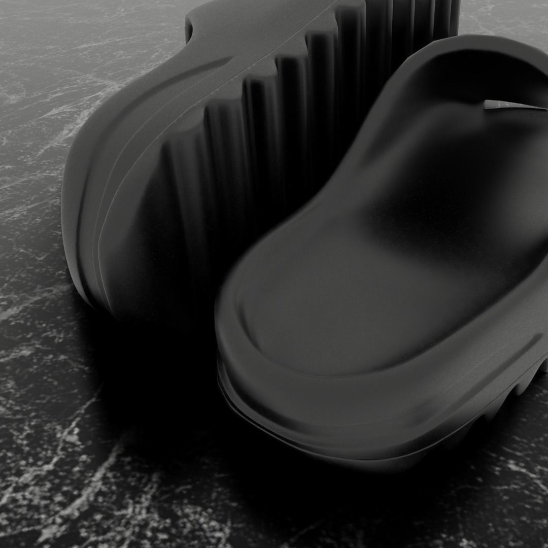 ADIDAS YEEZY SLIPPER - BLACK Low-poly 3D model_10