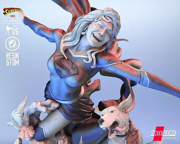 B3DSERK Super Girl Sculpture Tested for 3D printing