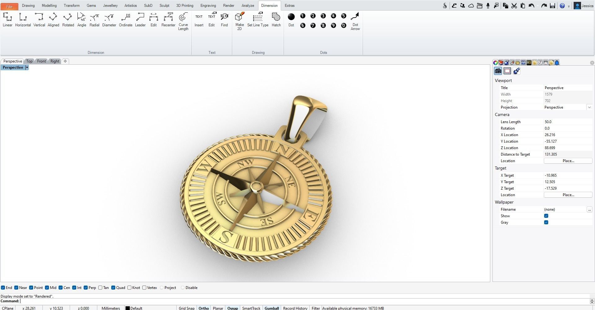 COMPASS PENDANT 3D print model_4