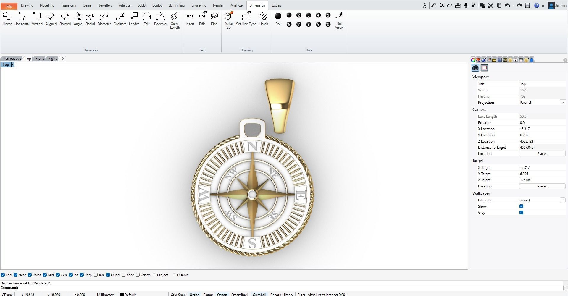 COMPASS PENDANT 3D print model_5