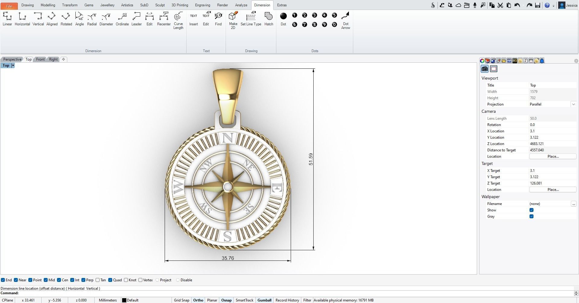 COMPASS PENDANT 3D print model_3